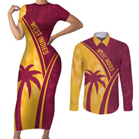 West Indies Cricket World Cup 2024 Couples Matching Short Sleeve Bodycon Dress and Long Sleeve Button Shirt Tropical Style LT7 - Wonder Print Shop