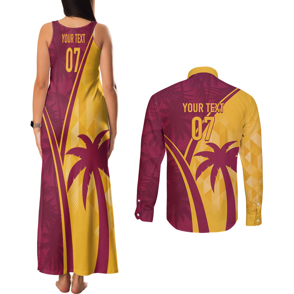 West Indies Cricket World Cup 2024 Couples Matching Tank Maxi Dress and Long Sleeve Button Shirt Tropical Style LT7 - Wonder Print Shop