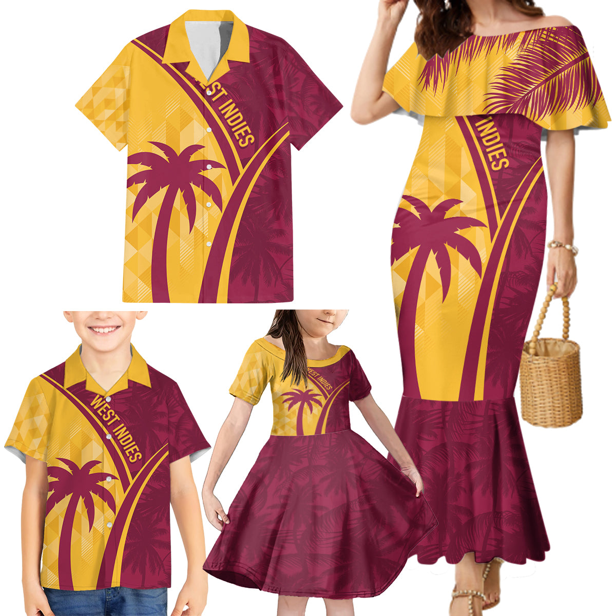 West Indies Cricket World Cup 2024 Family Matching Mermaid Dress and Hawaiian Shirt Tropical Style LT7 - Wonder Print Shop
