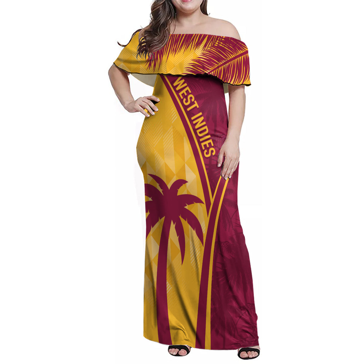 West Indies Cricket World Cup 2024 Family Matching Off Shoulder Maxi Dress and Hawaiian Shirt Tropical Style LT7 - Wonder Print Shop