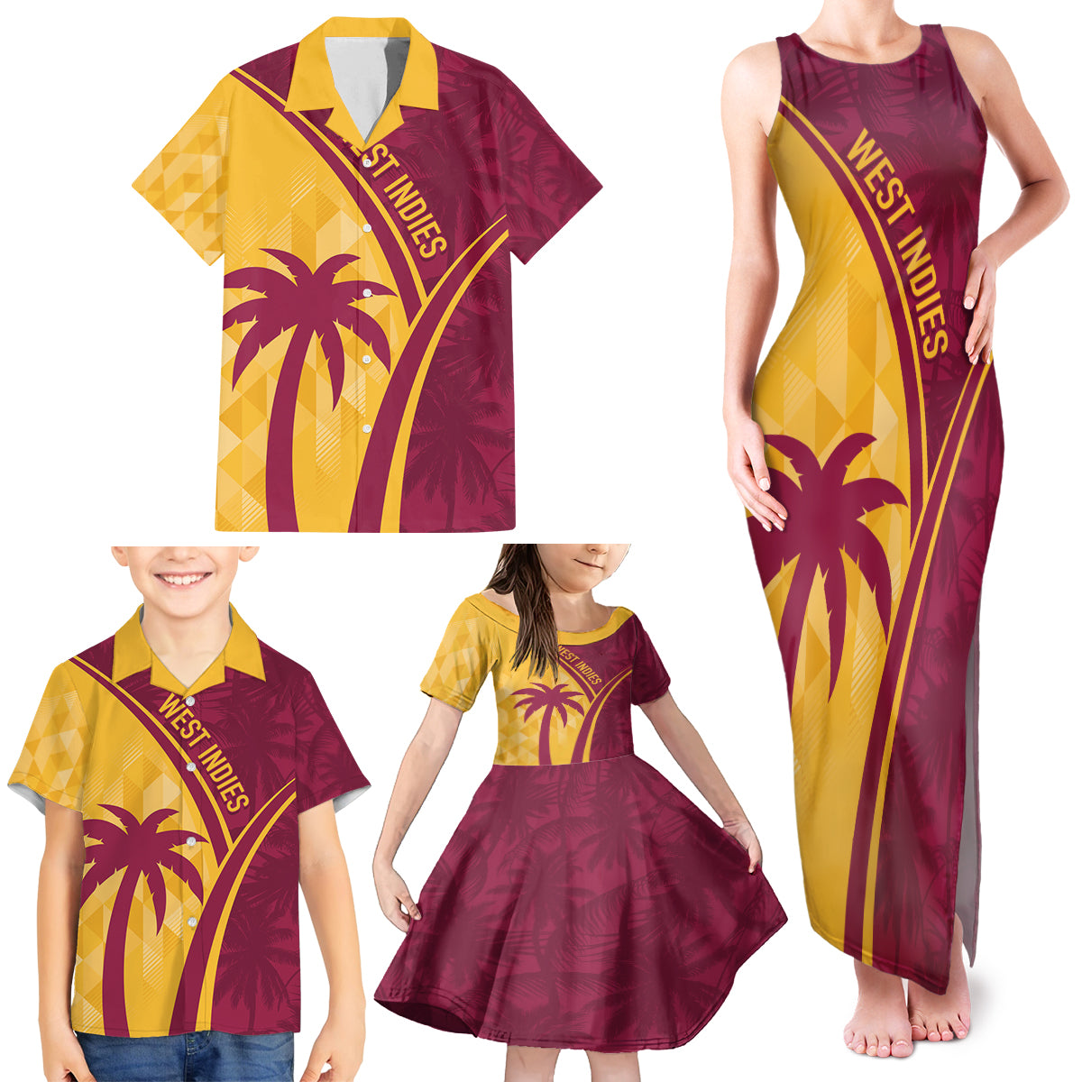 West Indies Cricket World Cup 2024 Family Matching Tank Maxi Dress and Hawaiian Shirt Tropical Style - Wonder Print Shop