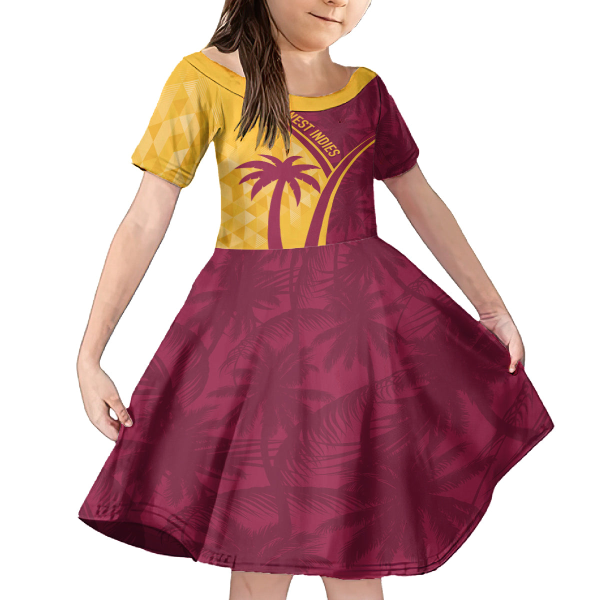 West Indies Cricket World Cup 2024 Kid Short Sleeve Dress Tropical Style - Wonder Print Shop