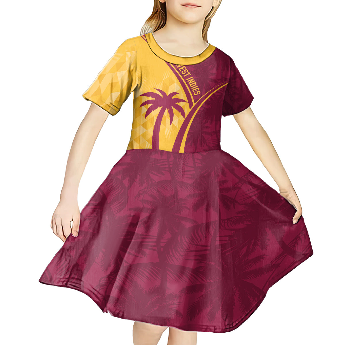 West Indies Cricket World Cup 2024 Kid Short Sleeve Dress Tropical Style - Wonder Print Shop