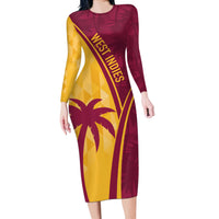 West Indies Cricket World Cup 2024 Long Sleeve Bodycon Dress Tropical Style - Wonder Print Shop
