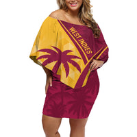 West Indies Cricket World Cup 2024 Off Shoulder Short Dress Tropical Style - Wonder Print Shop