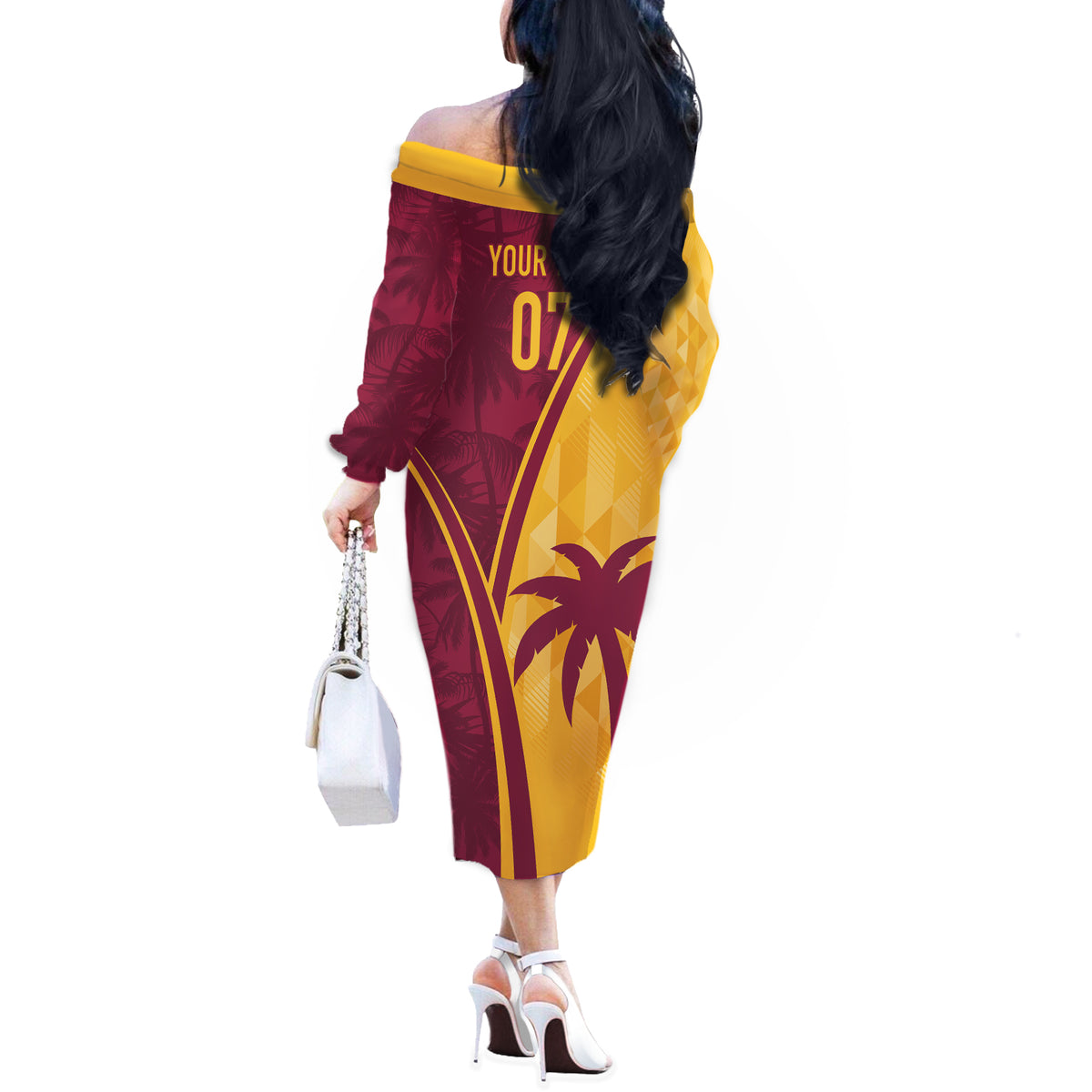 West Indies Cricket World Cup 2024 Off The Shoulder Long Sleeve Dress Tropical Style - Wonder Print Shop