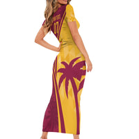 West Indies Cricket World Cup 2024 Short Sleeve Bodycon Dress Tropical Style - Wonder Print Shop
