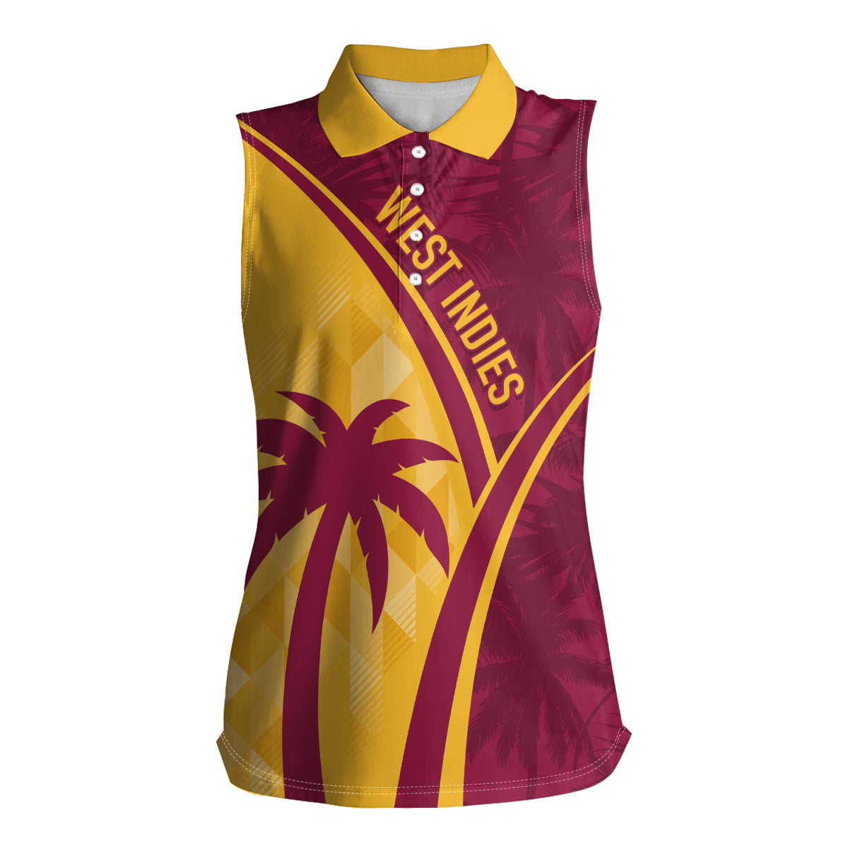 West Indies Cricket World Cup 2024 Women Sleeveless Polo Shirt Tropical Style - Wonder Print Shop