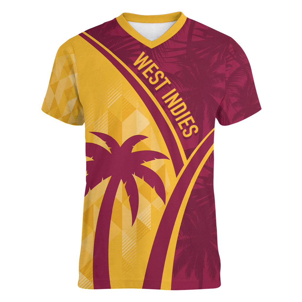 West Indies Cricket World Cup 2024 Women V-Neck T-Shirt Tropical Style - Wonder Print Shop
