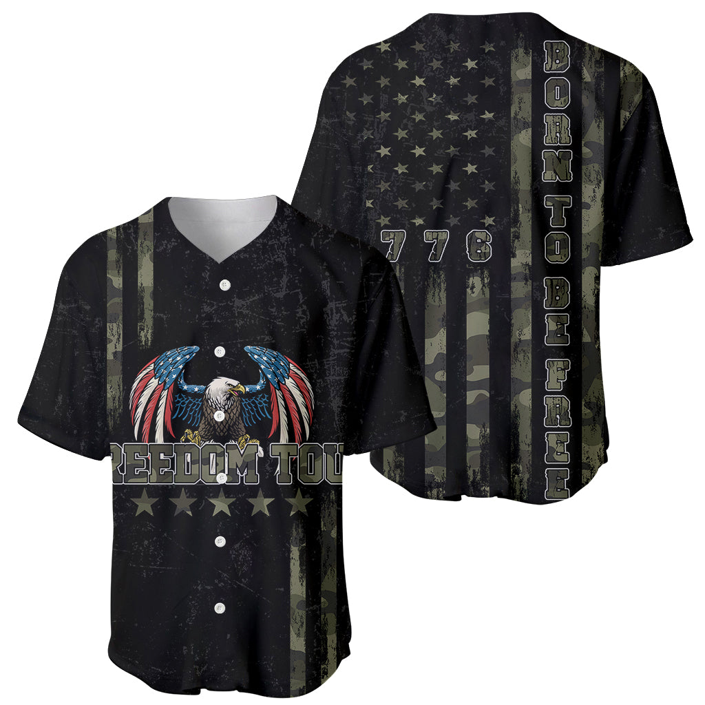 USA Bald Eagle Freedom Tour 1776 Born To Be Free Baseball Jersey Camouflage Style LT7 - Wonder Print Shop