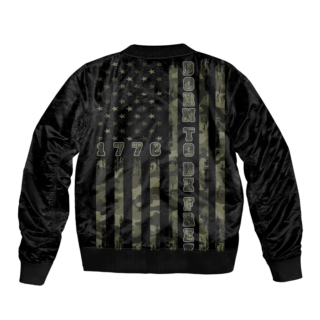 USA Bald Eagle Freedom Tour 1776 Born To Be Free Bomber Jacket Camouflage Style LT7 - Wonder Print Shop