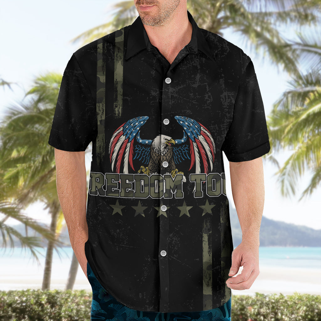 USA Bald Eagle Freedom Tour 1776 Born To Be Free Hawaiian Shirt Camouflage Style - Wonder Print Shop