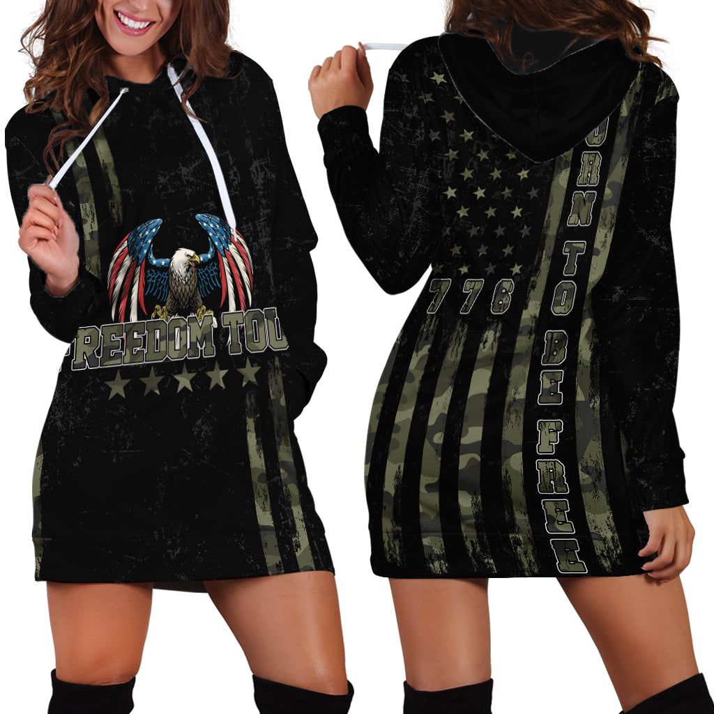 USA Bald Eagle Freedom Tour 1776 Born To Be Free Hoodie Dress Camouflage Style - Wonder Print Shop