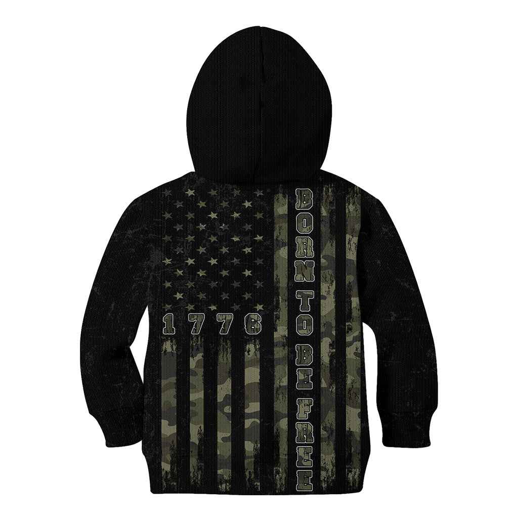 USA Bald Eagle Freedom Tour 1776 Born To Be Free Kid Hoodie Camouflage Style - Wonder Print Shop