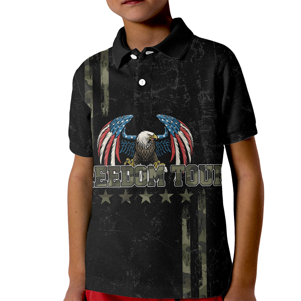 USA Bald Eagle Freedom Tour 1776 Born To Be Free Kid Polo Shirt Camouflage Style - Wonder Print Shop