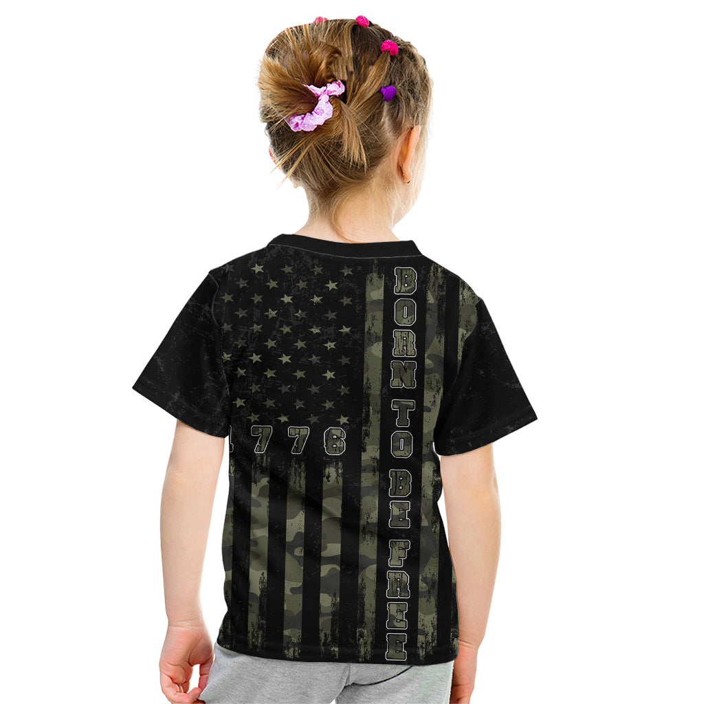 USA Bald Eagle Freedom Tour 1776 Born To Be Free Kid T Shirt Camouflage Style - Wonder Print Shop
