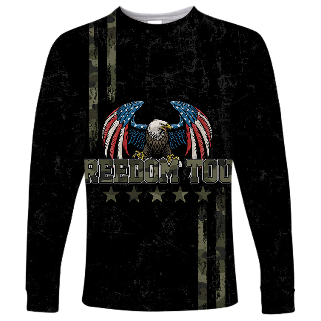 USA Bald Eagle Freedom Tour 1776 Born To Be Free Long Sleeve Shirt Camouflage Style - Wonder Print Shop