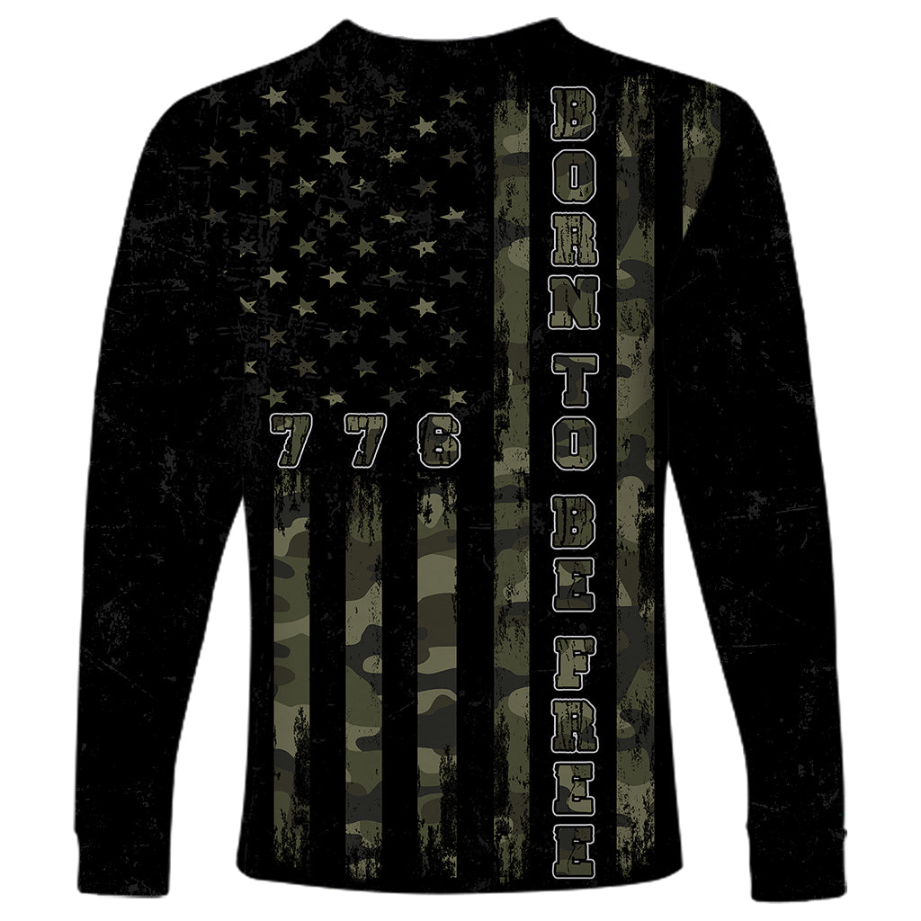 USA Bald Eagle Freedom Tour 1776 Born To Be Free Long Sleeve Shirt Camouflage Style - Wonder Print Shop