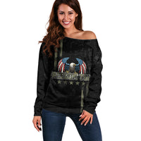 USA Bald Eagle Freedom Tour 1776 Born To Be Free Off Shoulder Sweater Camouflage Style - Wonder Print Shop