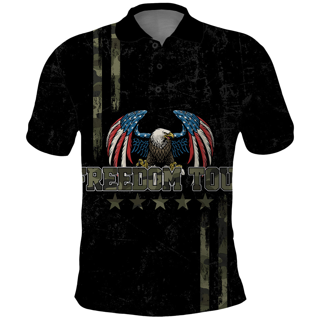 USA Bald Eagle Freedom Tour 1776 Born To Be Free Polo Shirt Camouflage Style - Wonder Print Shop