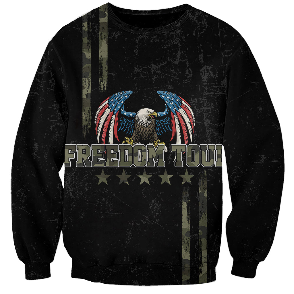 USA Bald Eagle Freedom Tour 1776 Born To Be Free Sweatshirt Camouflage Style - Wonder Print Shop