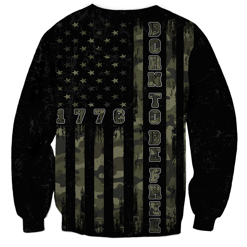 USA Bald Eagle Freedom Tour 1776 Born To Be Free Sweatshirt Camouflage Style - Wonder Print Shop