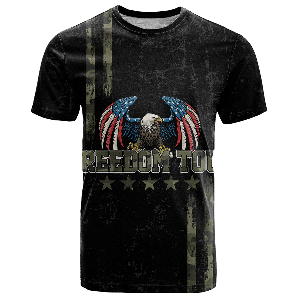 USA Bald Eagle Freedom Tour 1776 Born To Be Free T Shirt Camouflage Style - Wonder Print Shop