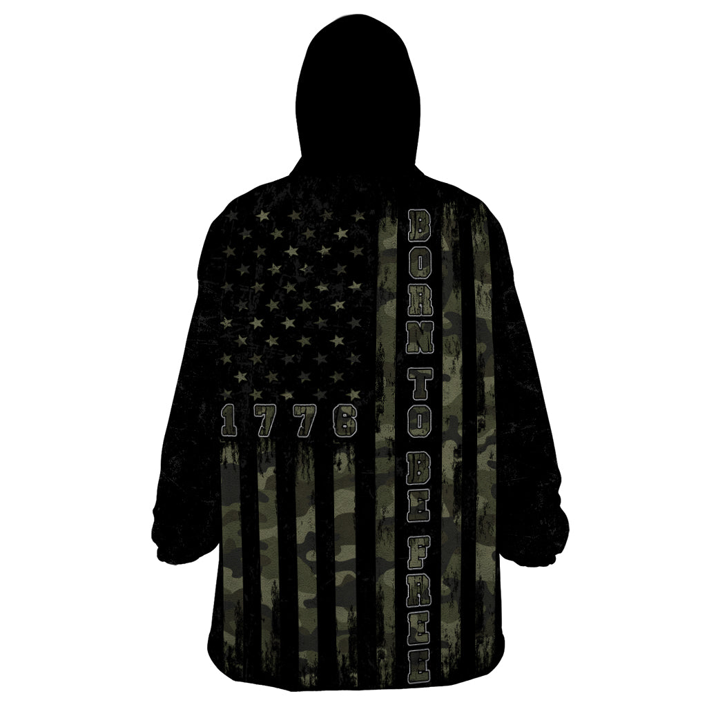 USA Bald Eagle Freedom Tour 1776 Born To Be Free Wearable Blanket Hoodie Camouflage Style - Wonder Print Shop