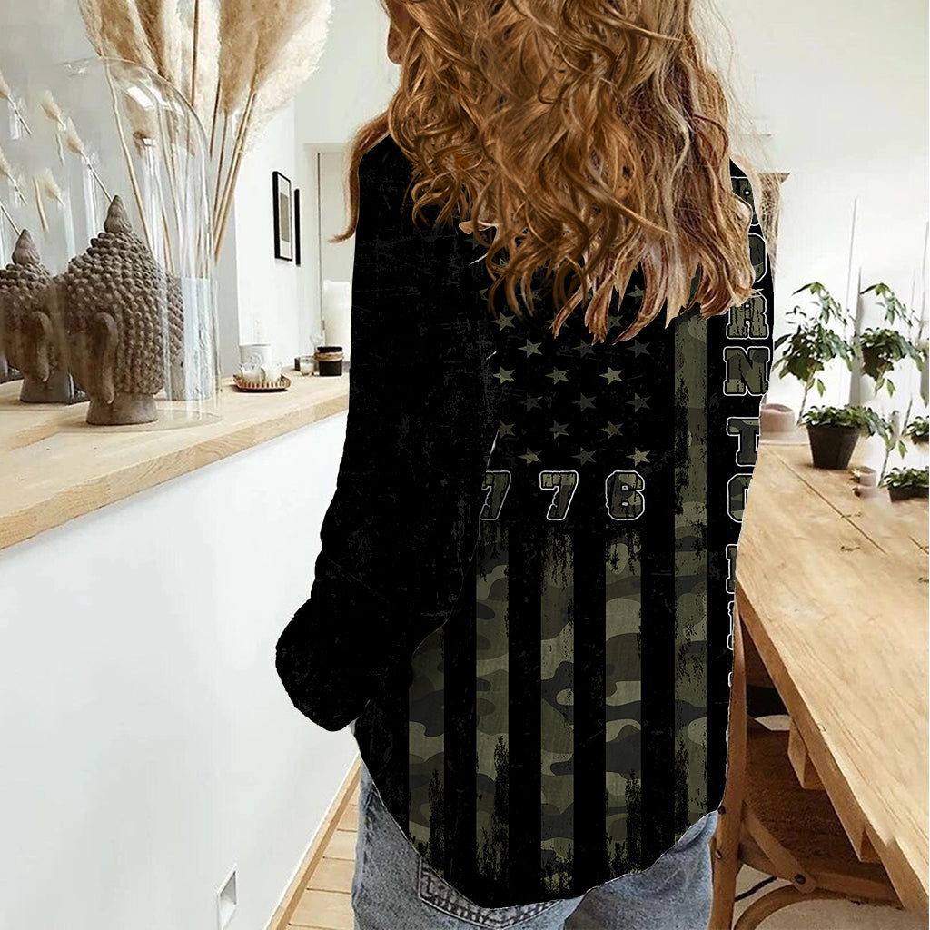 USA Bald Eagle Freedom Tour 1776 Born To Be Free Women Casual Shirt Camouflage Style - Wonder Print Shop