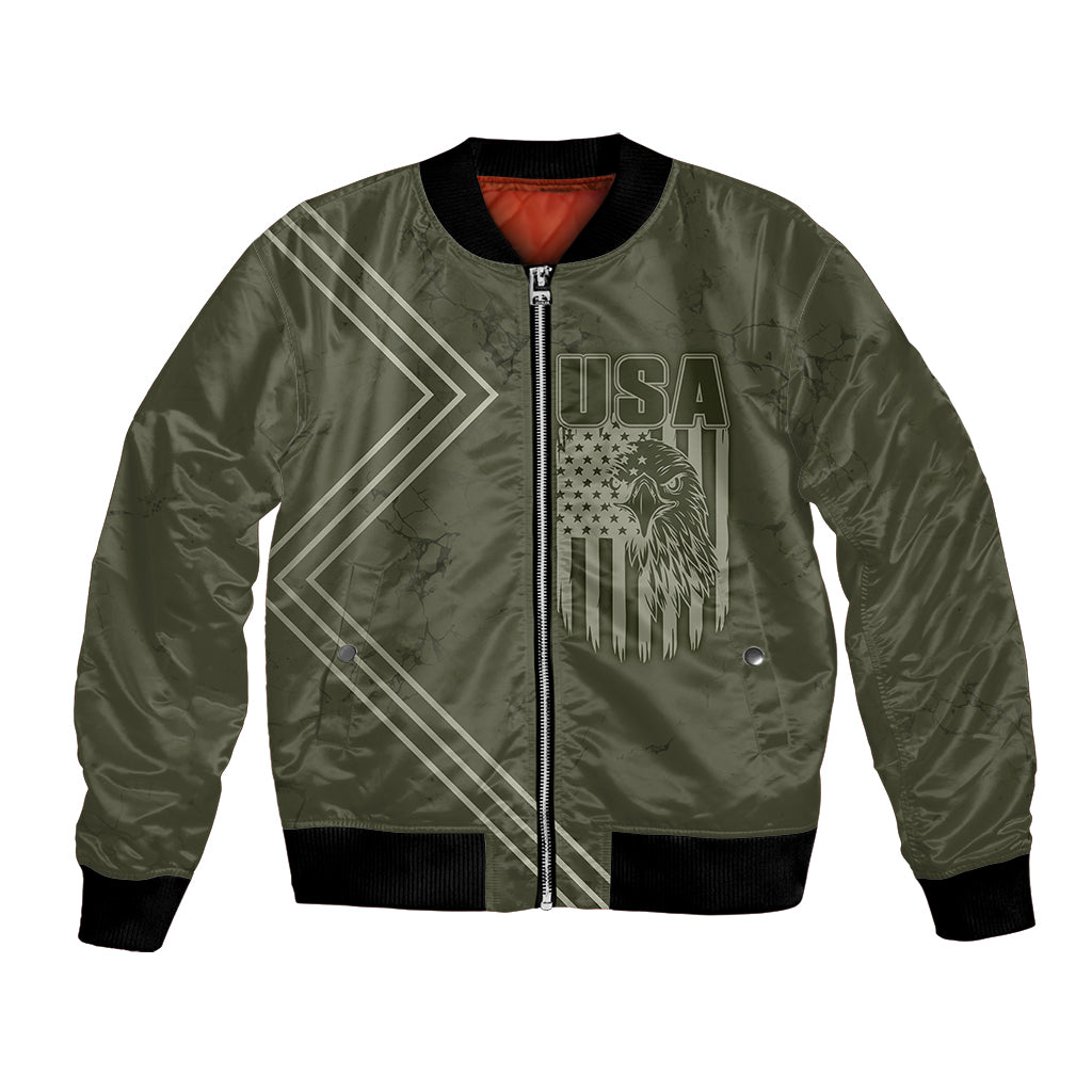 USA Bald Eagle Freedom Tour 1776 Born To Be Free Bomber Jacket Olive Grunge Style LT7 - Wonder Print Shop