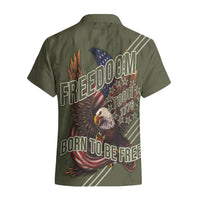 USA Bald Eagle Freedom Tour 1776 Born To Be Free Hawaiian Shirt Olive Grunge Style - Wonder Print Shop