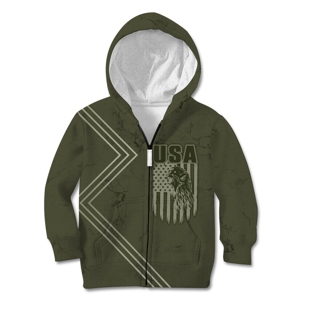 USA Bald Eagle Freedom Tour 1776 Born To Be Free Kid Hoodie Olive Grunge Style - Wonder Print Shop