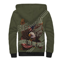USA Bald Eagle Freedom Tour 1776 Born To Be Free Sherpa Hoodie Olive Grunge Style - Wonder Print Shop