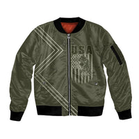 USA Bald Eagle Freedom Tour 1776 Born To Be Free Sleeve Zip Bomber Jacket Olive Grunge Style - Wonder Print Shop