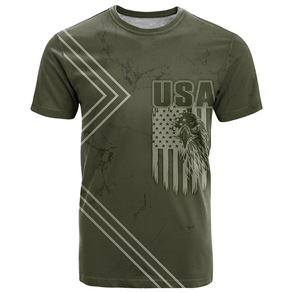 USA Bald Eagle Freedom Tour 1776 Born To Be Free T Shirt Olive Grunge Style - Wonder Print Shop