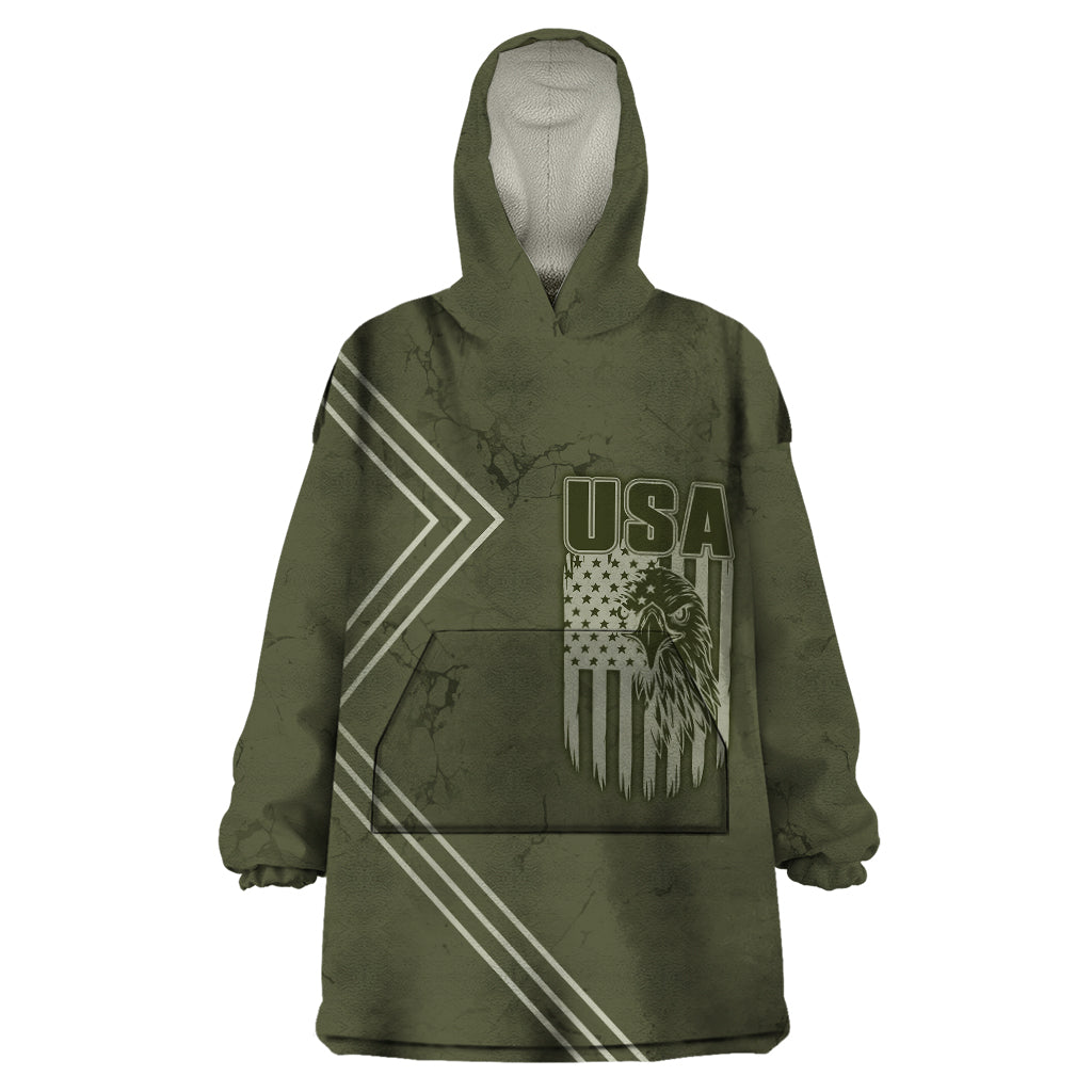 USA Bald Eagle Freedom Tour 1776 Born To Be Free Wearable Blanket Hoodie Olive Grunge Style - Wonder Print Shop