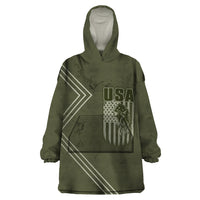 USA Bald Eagle Freedom Tour 1776 Born To Be Free Wearable Blanket Hoodie Olive Grunge Style - Wonder Print Shop
