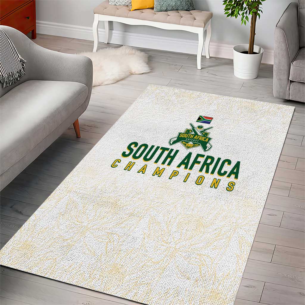 South Africa Cricket Champion Area Rug Gold Proteas - All White - Wonder Print Shop
