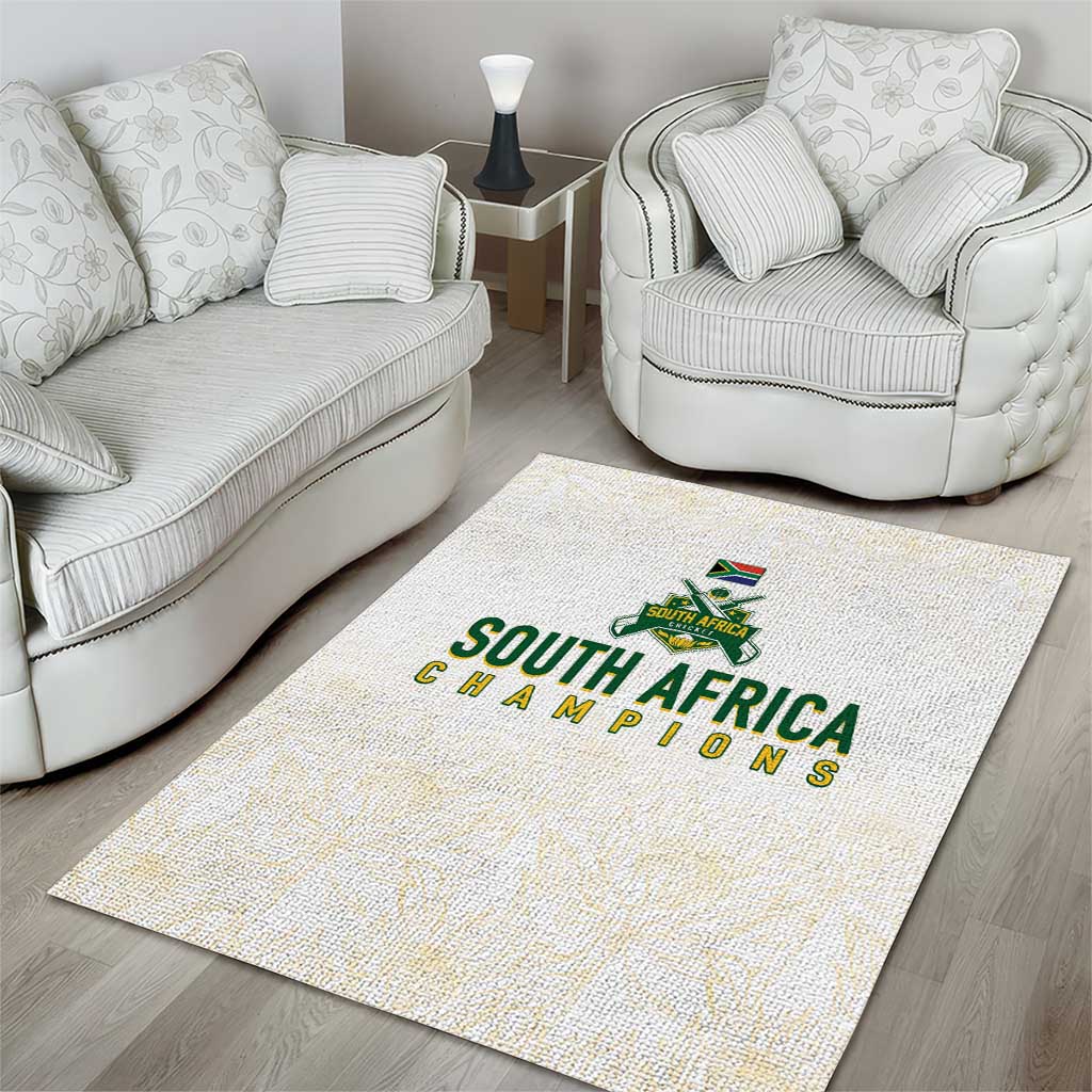 South Africa Cricket Champion Area Rug Gold Proteas - All White - Wonder Print Shop