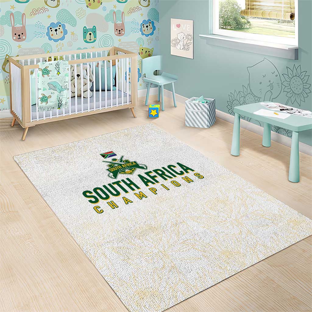 South Africa Cricket Champion Area Rug Gold Proteas - All White - Wonder Print Shop