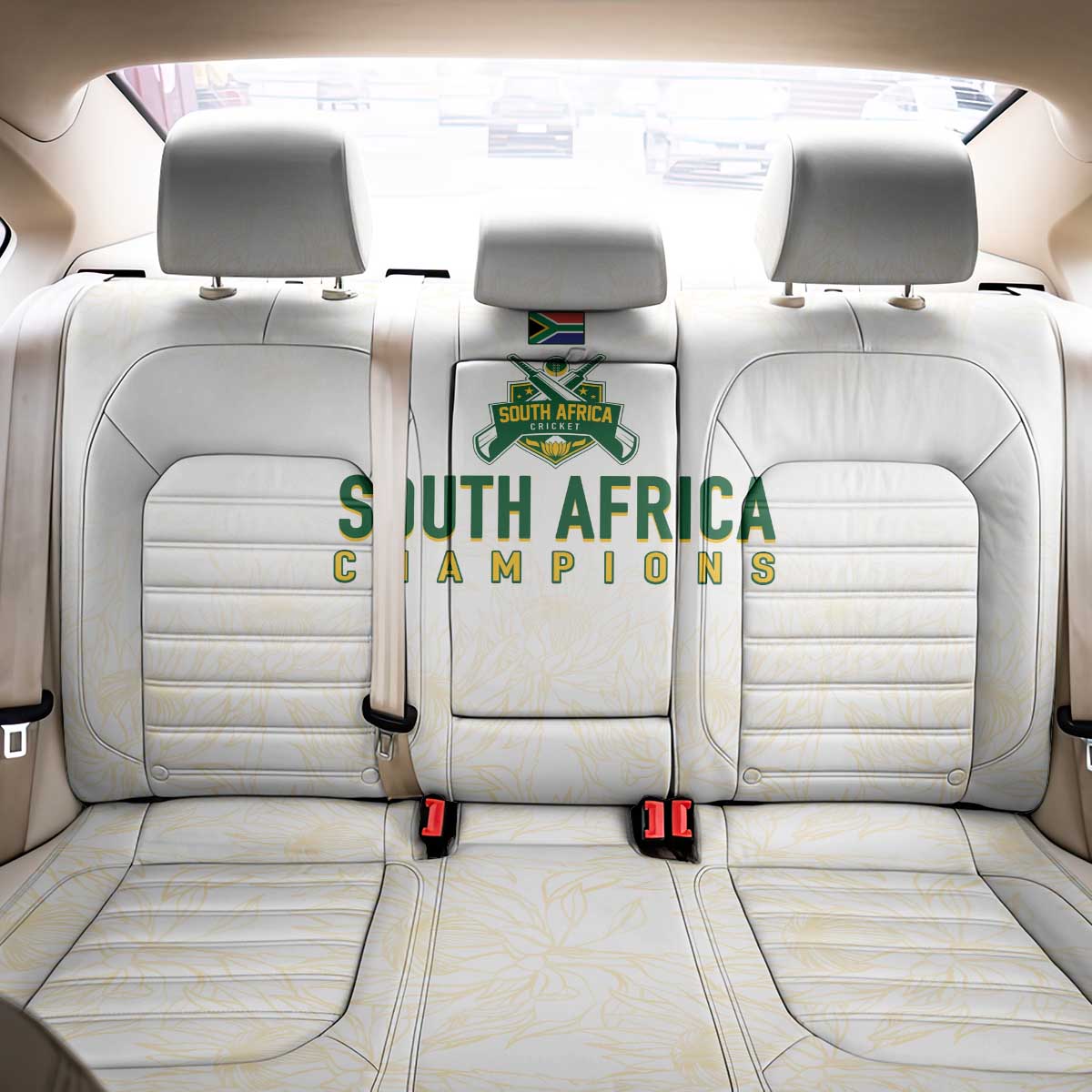South Africa Cricket Champion Back Car Seat Cover Gold Proteas - All White - Wonder Print Shop