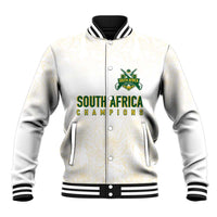 South Africa Cricket Champion Custom Baseball Jacket Gold Proteas - All White - Wonder Print Shop