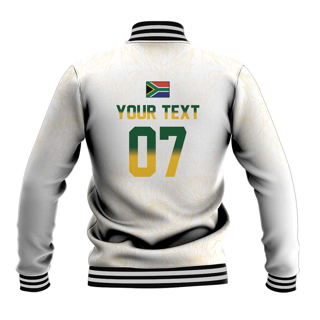 South Africa Cricket Champion Custom Baseball Jacket Gold Proteas - All White - Wonder Print Shop