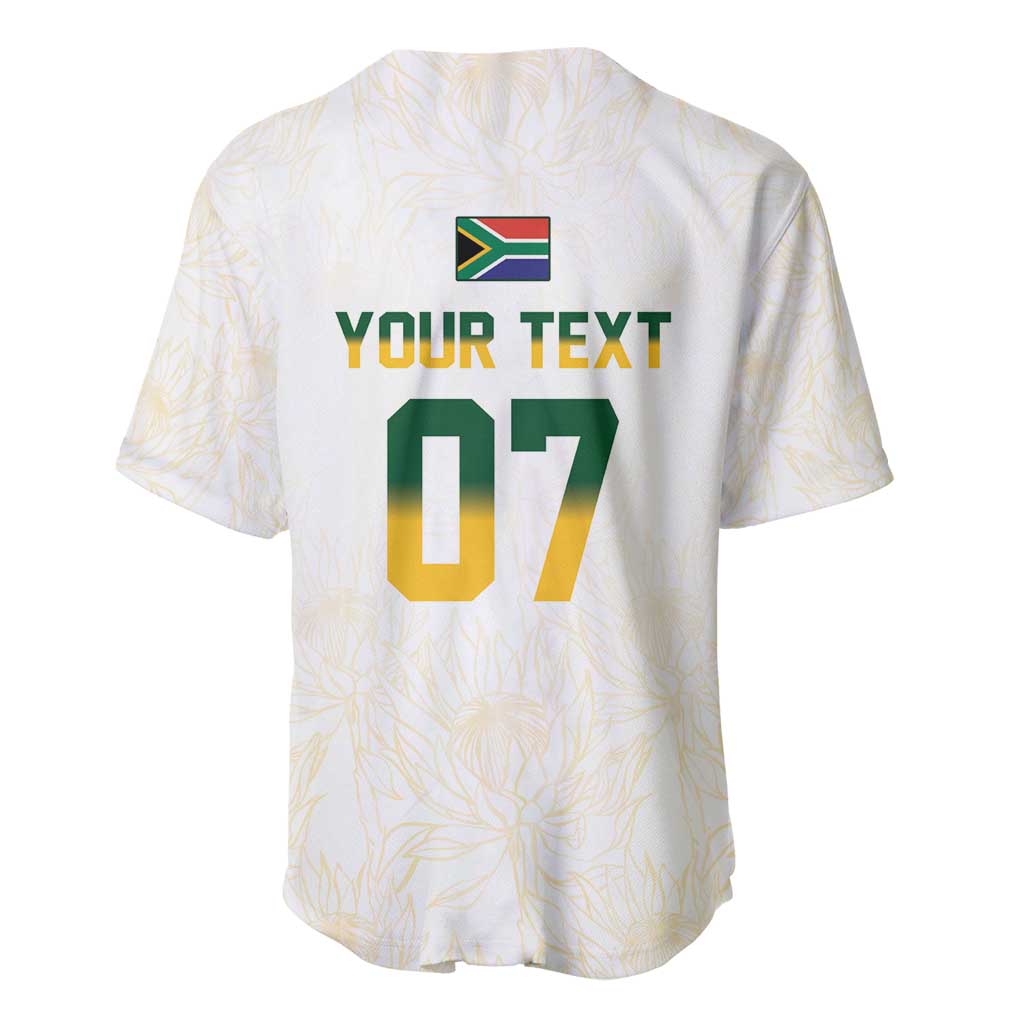 South Africa Cricket Champion Custom Baseball Jersey Gold Proteas - All White - Wonder Print Shop