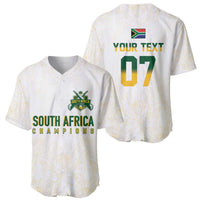 South Africa Cricket Champion Custom Baseball Jersey Gold Proteas - All White - Wonder Print Shop