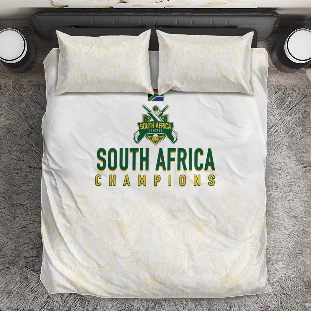 South Africa Cricket Champion Bedding Set Gold Proteas - All White - Wonder Print Shop