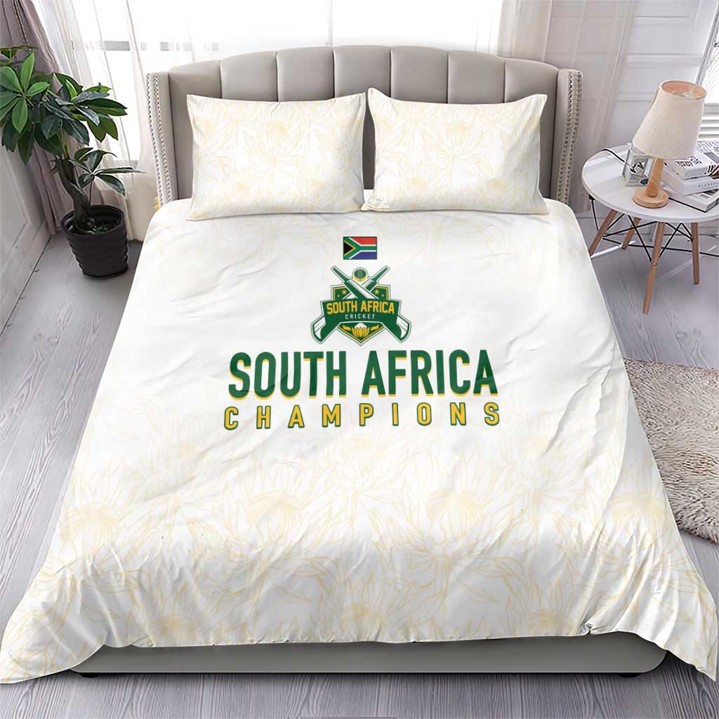 South Africa Cricket Champion Bedding Set Gold Proteas - All White - Wonder Print Shop