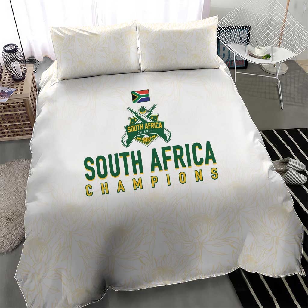 South Africa Cricket Champion Bedding Set Gold Proteas - All White - Wonder Print Shop