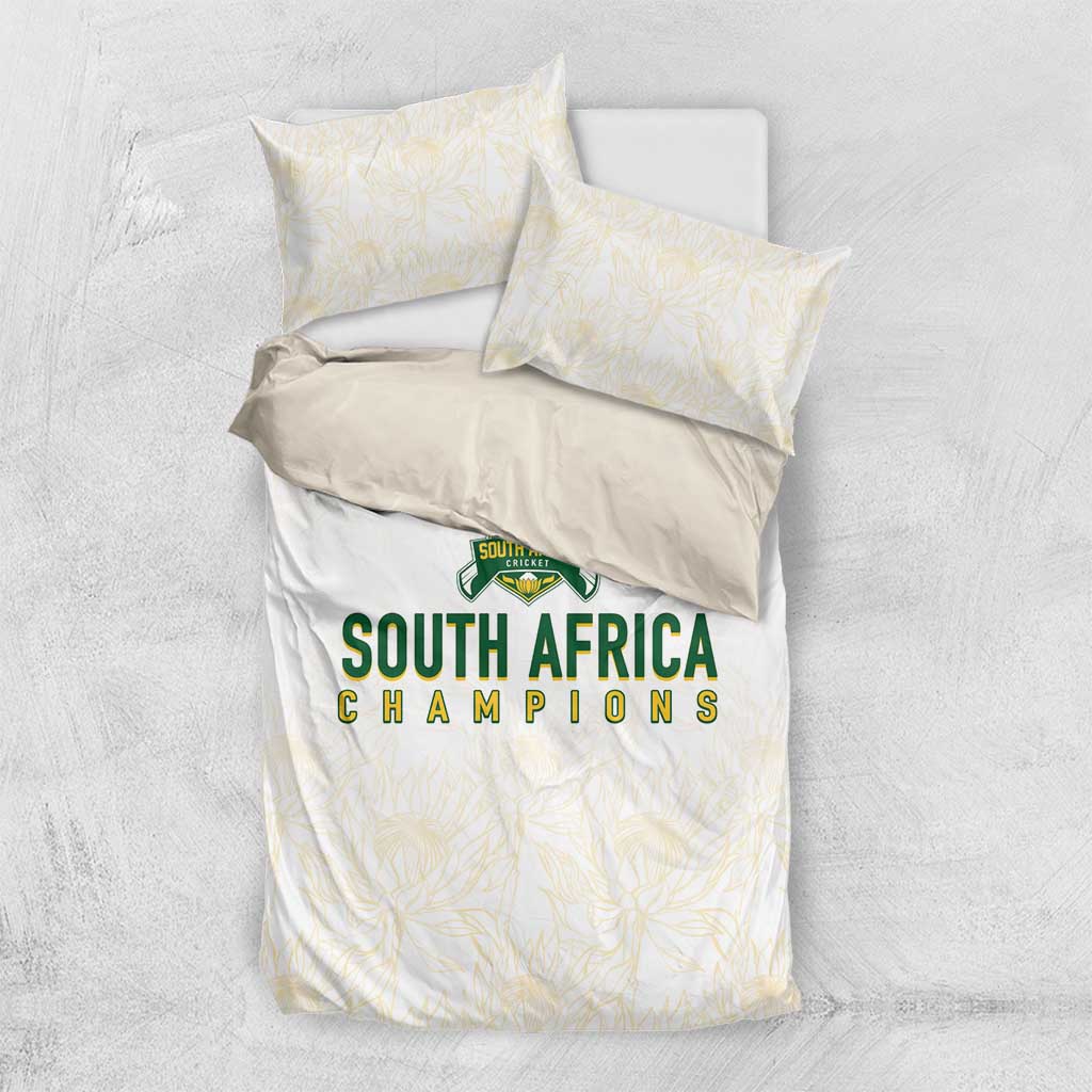 South Africa Cricket Champion Bedding Set Gold Proteas - All White - Wonder Print Shop