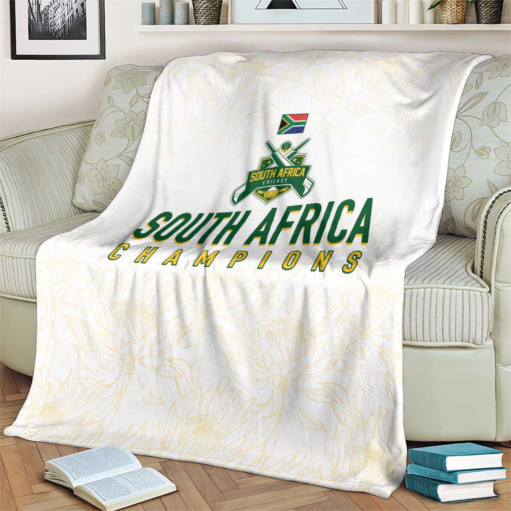 South Africa Cricket Champion Blanket Gold Proteas - All White - Wonder Print Shop